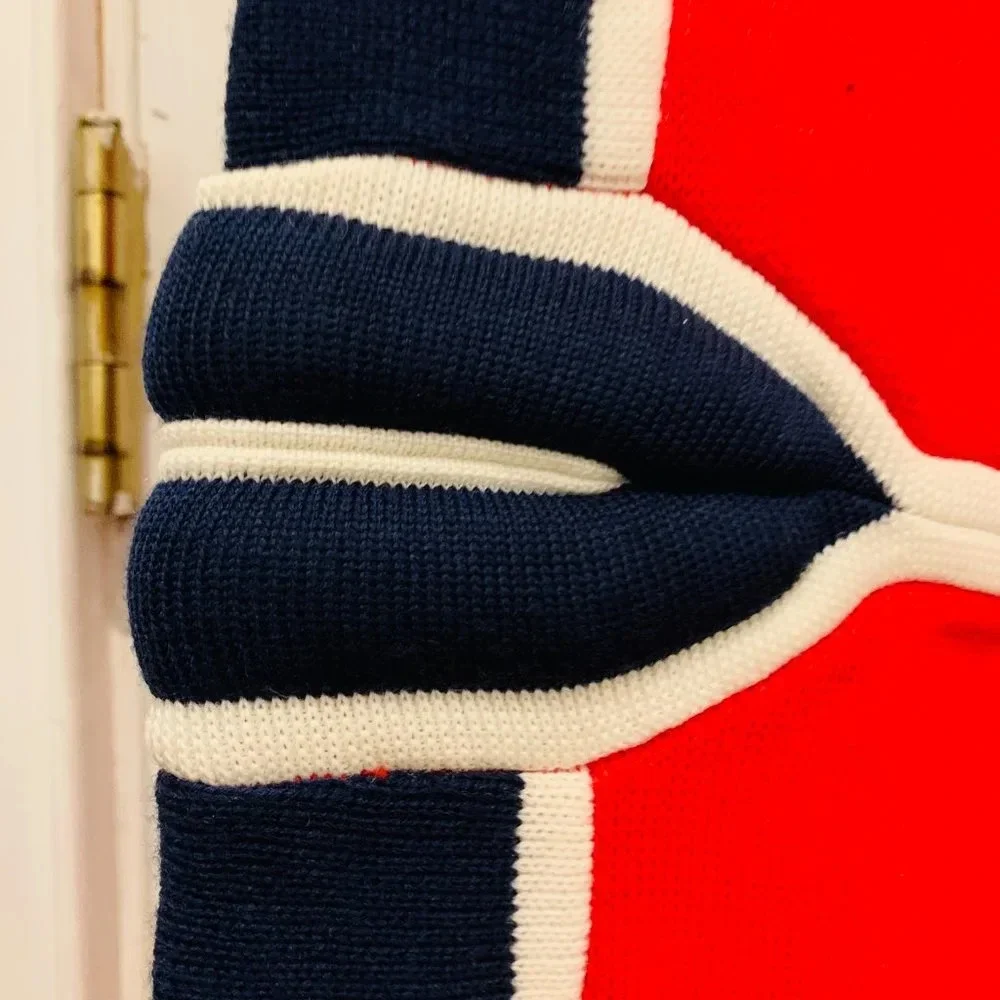 Vintage Meister Sweater Ski Acrylic Wool Blend Blue Navy Red 1/4 Zip Men MEDIUM - Picture 16 of 16